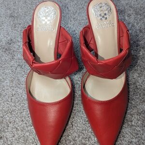 Vince Camuto Red Braided Strap Pointed-Toe Mules